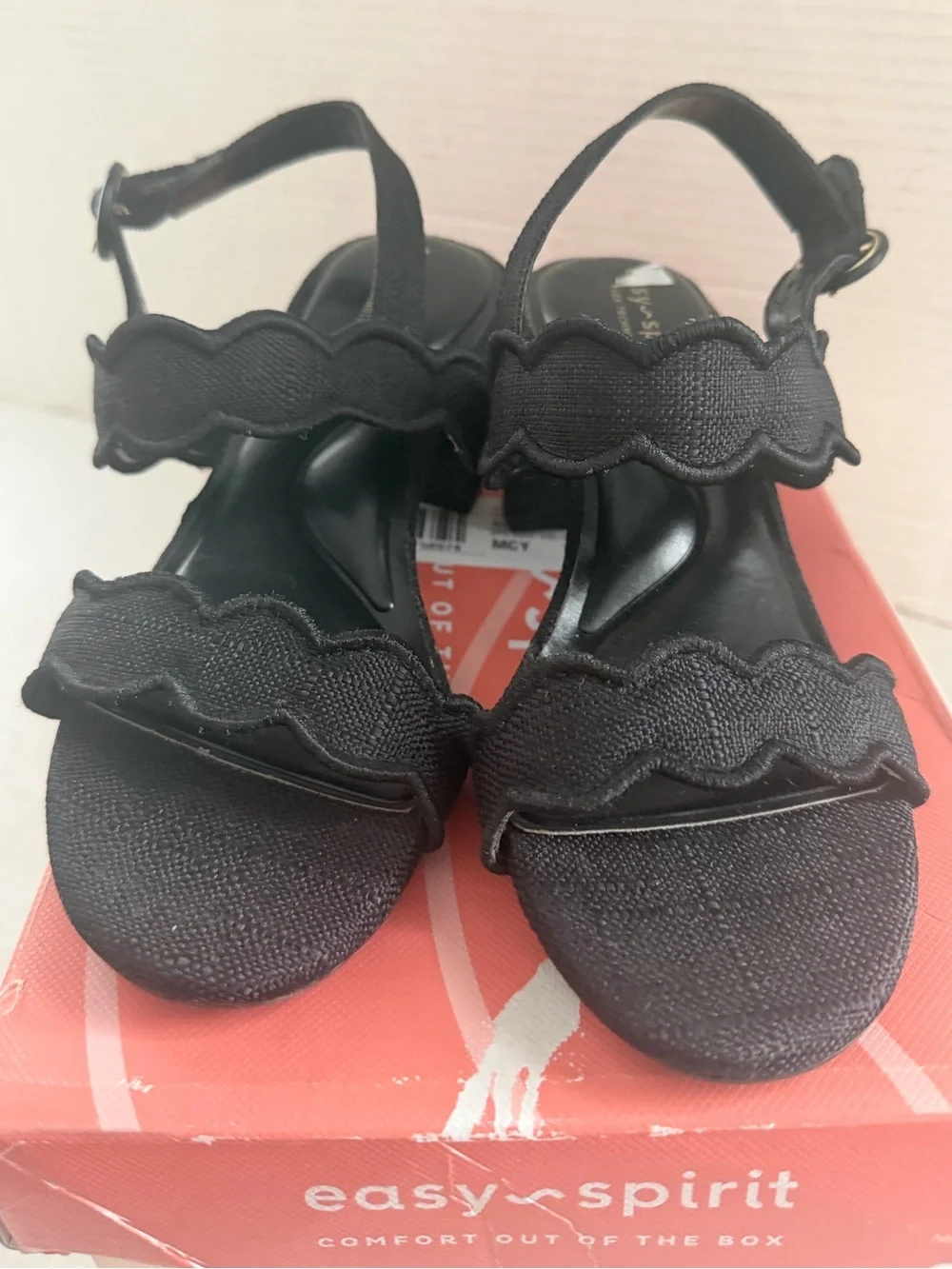 Easy Spirit Women's Daana Block Heels Slingback Sandals Black Shoes Size 5
